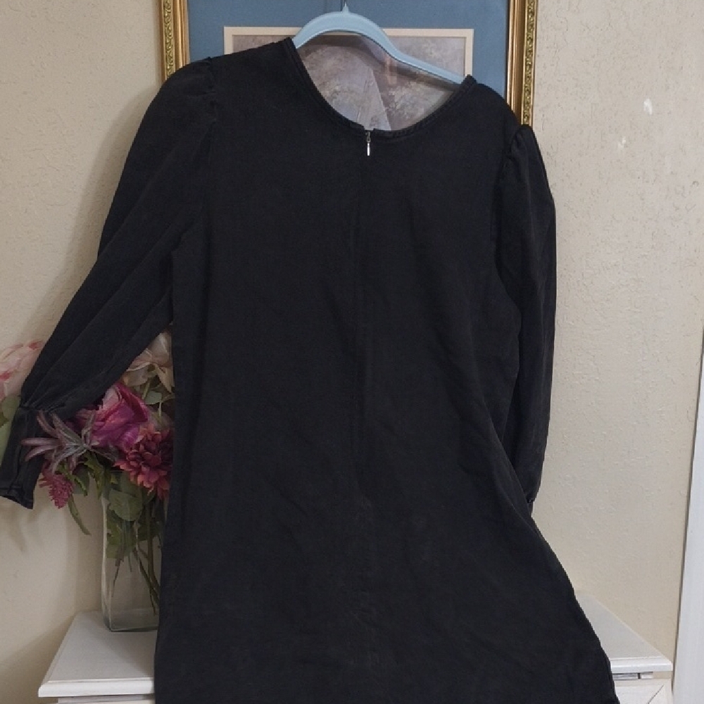 Black Denim Long Sleeve Dress - Picture 13 of 16